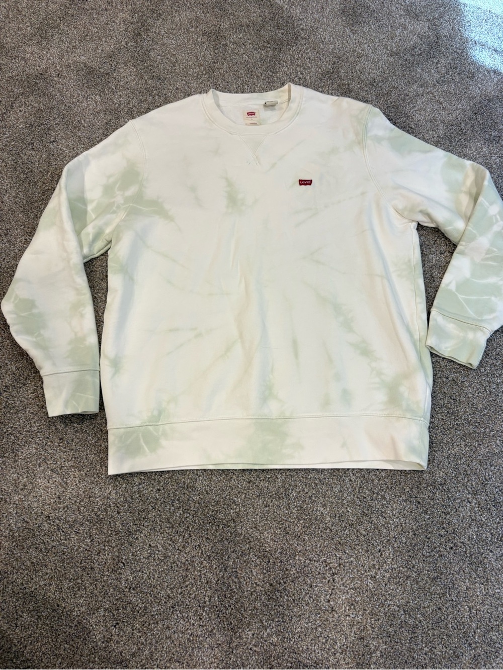 Oversized Levi's Women's Pale Green Tie-Dye Crewneck Sweatshirt